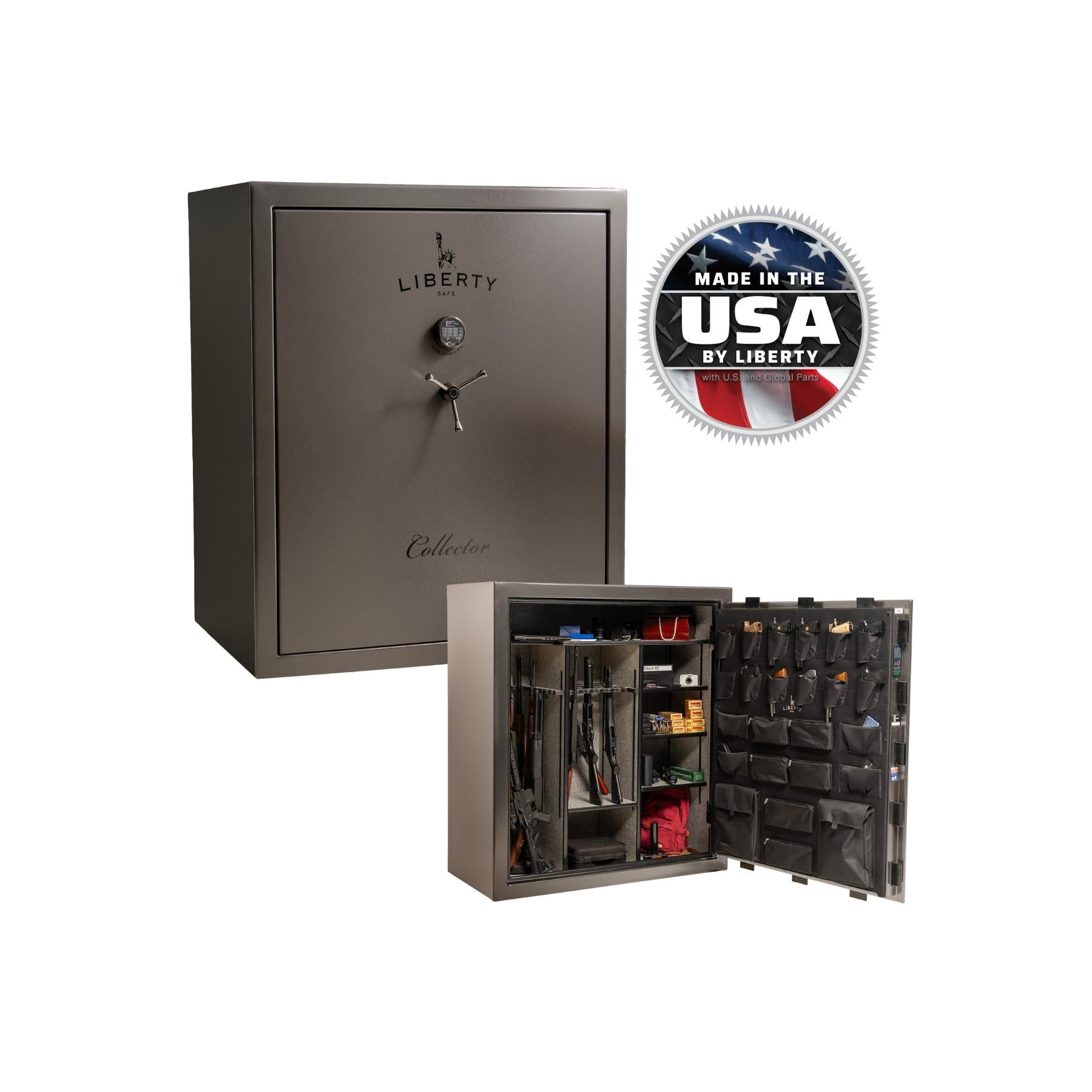 Liberty Collector 50 Gun Safe – 110-Min Fire Rating - Gun Safe - Liberty Safe - Marble Gray / Black Chrome / Gray Fabric