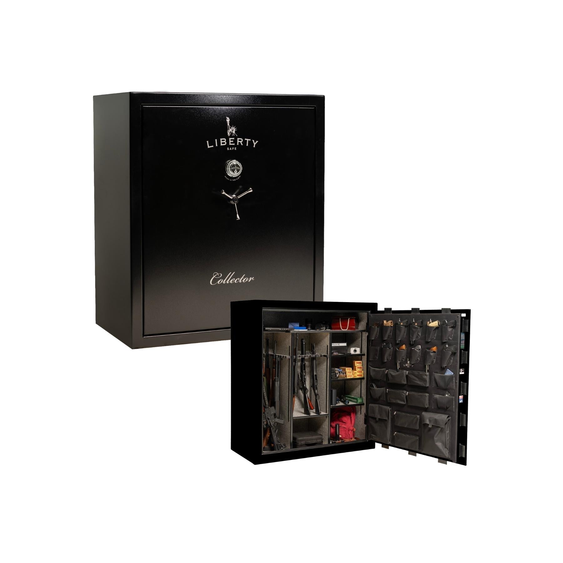 Liberty Collector 50 Gun Safe – 110-Min Fire Rating - Gun Safe - Liberty Safe - Textured Black / Chrome / Gray Fabric