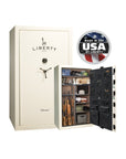 Liberty Colonial 50 Gun Safe – Ultimate Firearm Security and Storage - Gun Safe - Gloss White / Black Chrome / Camel Fabric