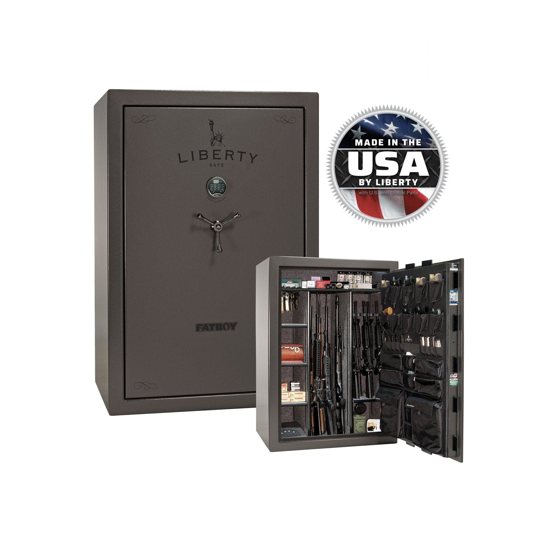 Liberty Fatboy – Maximum Firearm Security and Storage - Gun Safe - Marble Gray / Black Chrome / Gray Fabric