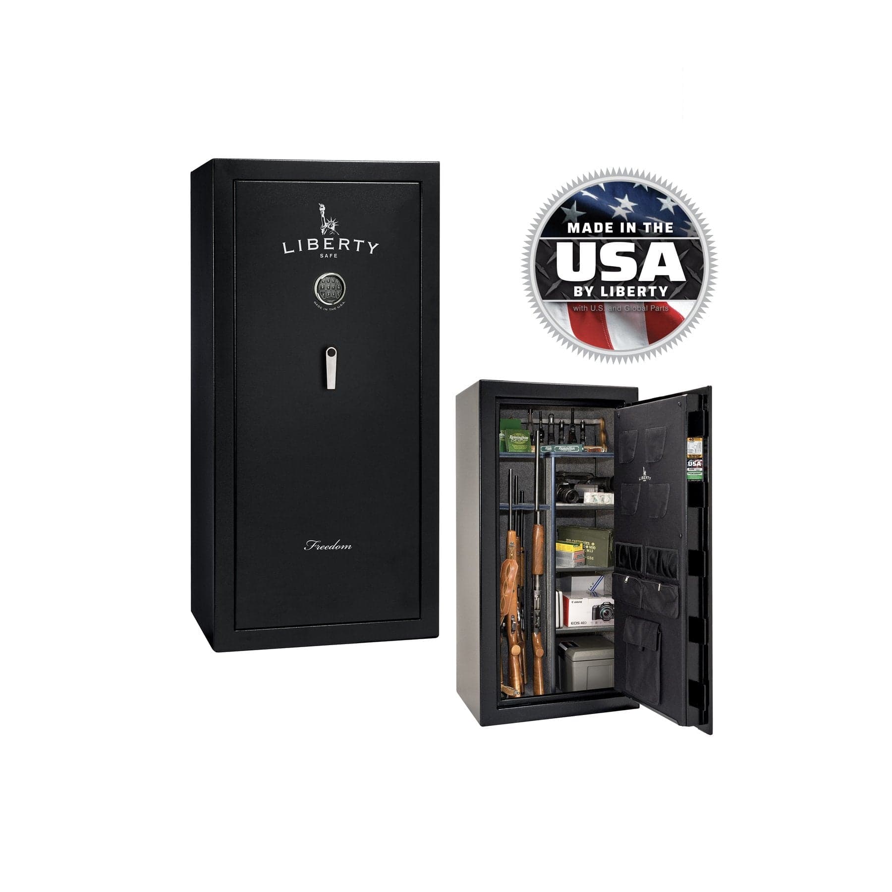 Liberty Freedom 30 Gun Safe – Reliable Firearm Protection - Gun Safe - Textured Black / Chrome / Gray Fabric