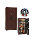 Liberty Lincoln 25 Gun Safe – Secure, Fire - Rated Protection - Gun Safe - Gloss Burgundy / Brass / Beige Velour