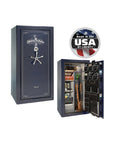 Liberty Lincoln 25 Gun Safe – Secure, Fire - Rated Protection - Gun Safe - Gloss Blue / Chrome / Silver Velour