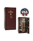 Liberty Lincoln 25 Gun Safe – Secure, Fire - Rated Protection - Gun Safe - Gloss Burgundy / Brass / Beige Velour