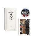 Liberty Lincoln 25 Gun Safe – Secure, Fire - Rated Protection - Gun Safe - Gloss White / Brass / Beige Velour