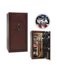 Liberty Lincoln 25 Gun Safe – Secure, Fire - Rated Protection - Gun Safe - Marble Burgundy / Black Chrome / Beige Velour