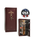 Liberty Lincoln 25 Gun Safe – Secure, Fire - Rated Protection - Gun Safe - Marble Burgundy / Brass / Beige Velour