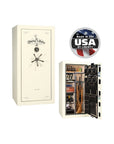 Liberty Lincoln 25 Gun Safe – Secure, Fire - Rated Protection - Gun Safe - Marble White / Black Chrome / Beige Velour