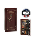 Liberty Magnum 25 Gun Safe – Ultimate Fire & Theft Protection - Gun Safe - Gloss Burgundy / Brass / Beige Velour