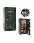 Liberty Magnum 25 Gun Safe – Ultimate Fire & Theft Protection - Gun Safe - Gloss Green / Brass / Beige Velour