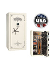 Liberty Magnum 25 Gun Safe – Ultimate Fire & Theft Protection - Gun Safe - Marble White / Black Chrome / Beige Velour