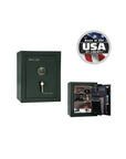 Liberty Premium Home Safe 8 – Compact Security Solution - Home Safe - Gloss Green / Brass / Beige Velour