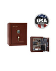 Liberty Premium Home Safe 8 – Compact Security Solution - Home Safe - Marble Burgundy / Brass / Beige Velour