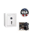 Liberty Premium Home Safe 8 – Compact Security Solution - Home Safe - Marble White / Black Chrome / Beige Velour