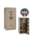 Liberty Presidential 25 Gun Safe – Elite Firearm Security and Storage - Gun Safe - Gloss White / Brass / Beige Velour