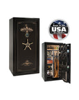 Liberty Presidential 25 Gun Safe – Elite Firearm Security and Storage - Gun Safe - Gloss Black Cherry / Black Chrome / Silver Velour