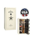 Liberty Presidential 25 Gun Safe – Elite Firearm Security and Storage - Gun Safe - Gloss White / Brass / Beige Velour