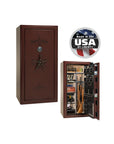 Liberty Presidential 25 Gun Safe – Elite Firearm Security and Storage - Gun Safe - Gloss Burgundy / Brass / Beige Velour