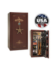 Liberty Presidential 25 Gun Safe – Elite Firearm Security and Storage - Gun Safe - Gloss Burgundy / Brass / Beige Velour