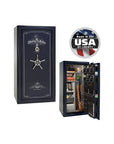 Liberty Presidential 25 Gun Safe – Elite Firearm Security and Storage - Gun Safe - Gloss Blue / Chrome / Silver Velour