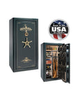 Liberty Presidential 25 Gun Safe – Elite Firearm Security and Storage - Gun Safe - Gloss Green / Brass / Beige Velour
