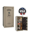 National Classic Plus 25 Gun Safe – High - Security Fire & Theft Protection - Gun Safe - Marble Champagne / Black Chrome / Beige Velour