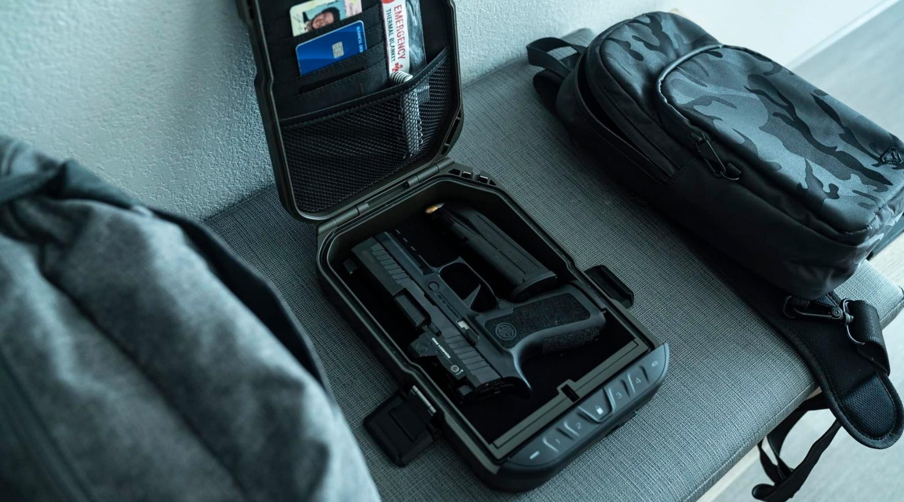 A Vaultek VT20i safe with biometric access and smartphone connectivity, perfect for secure firearm storage in New Braunfels, Texas.