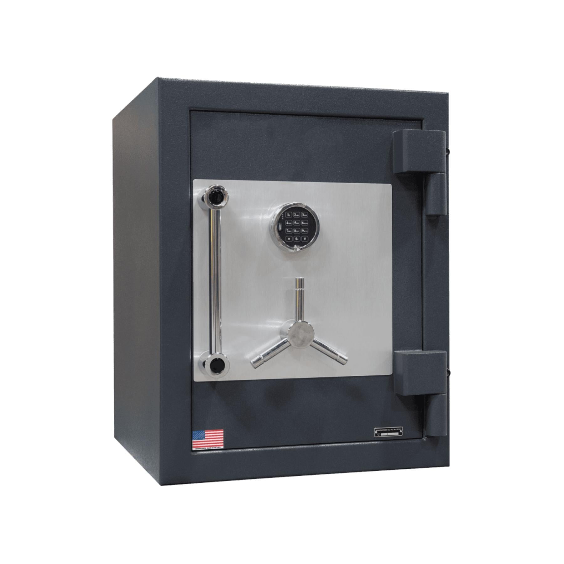Black safe with digital lock on a white background, featuring the Haven Safe & Vault Co. logo.