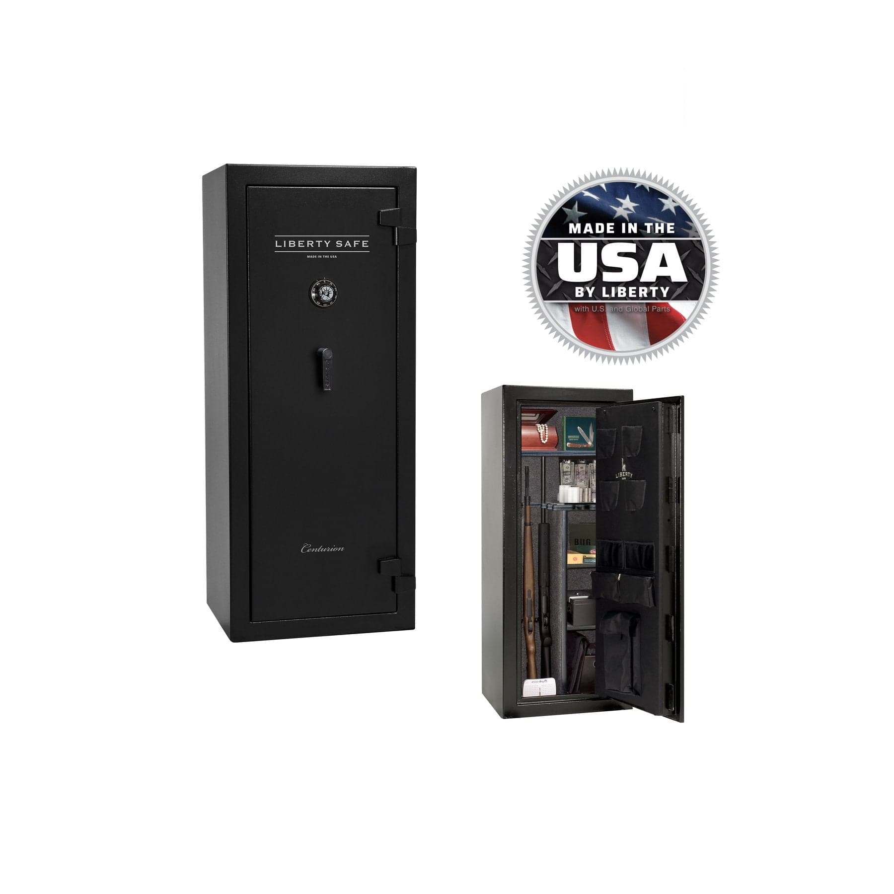 Liberty Centurion 18 Gun Safe – Secure Firearm Storage - Gun Safe - Textured Black / Chrome / Gray Fabric