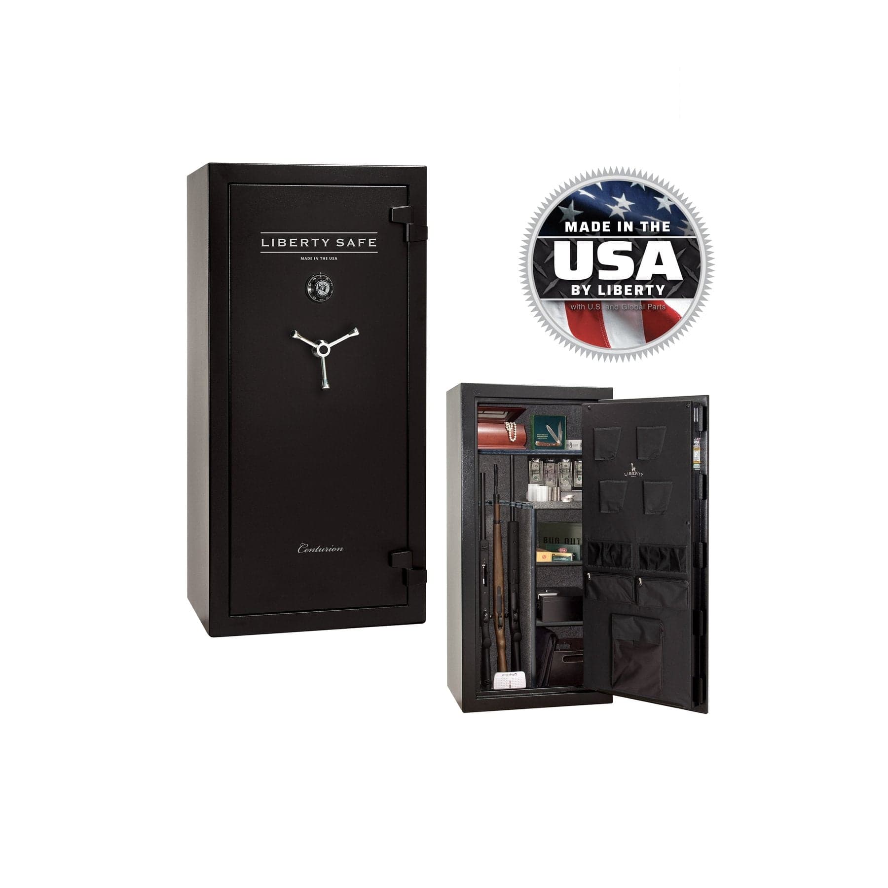 Liberty Centurion 24 Gun Safe – Rugged Firearm Protection - Gun Safe - Textured Black / Chrome / Gray Fabric