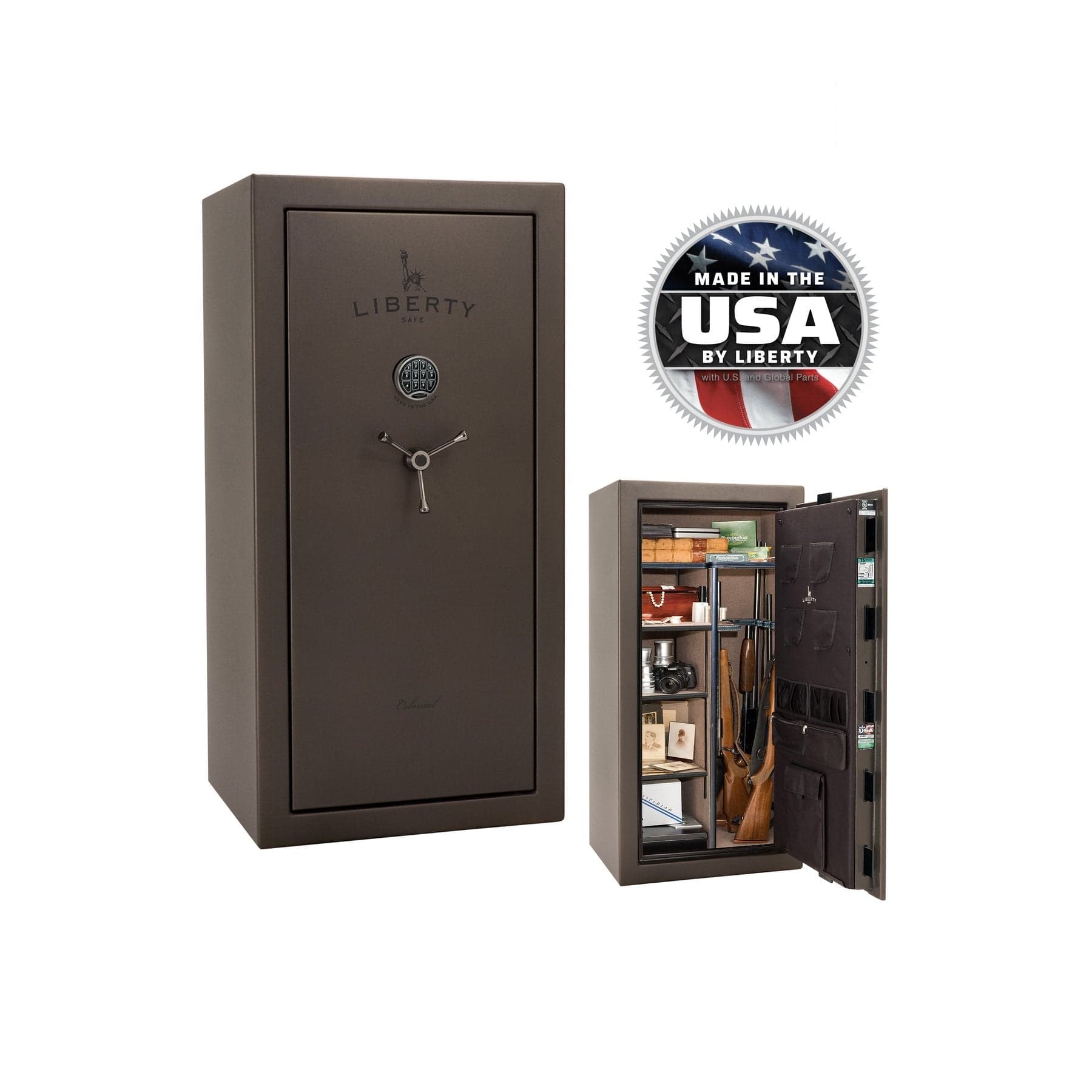 Liberty Colonial 23 Gun Safe – Secure and Stylish Firearm Storage - Gun Safe - Gloss Black / Chrome / Gray Fabric