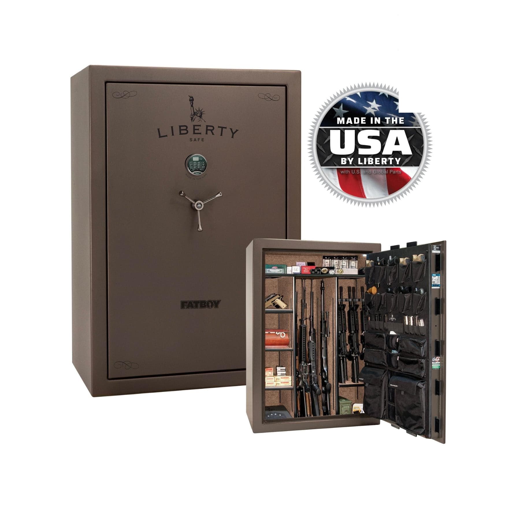 Liberty Fatboy Jr. Extreme Gun Safe – High - Capacity Firearm Security - Gun Safe - Textured Black / Black Chrome / Gray Fabric *XL ONLY*