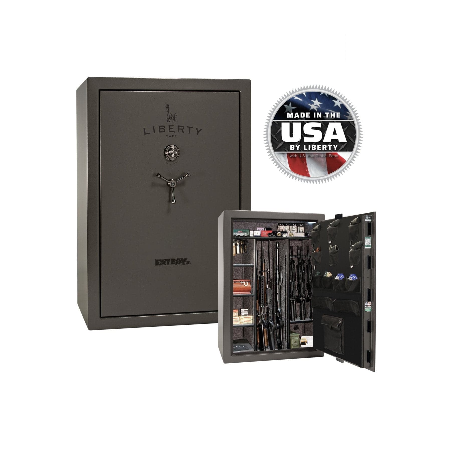 Liberty Fatboy Jr. Extreme Gun Safe – High - Capacity Firearm Security - Gun Safe - Marble Gray / Black Chrome / Gray Fabric