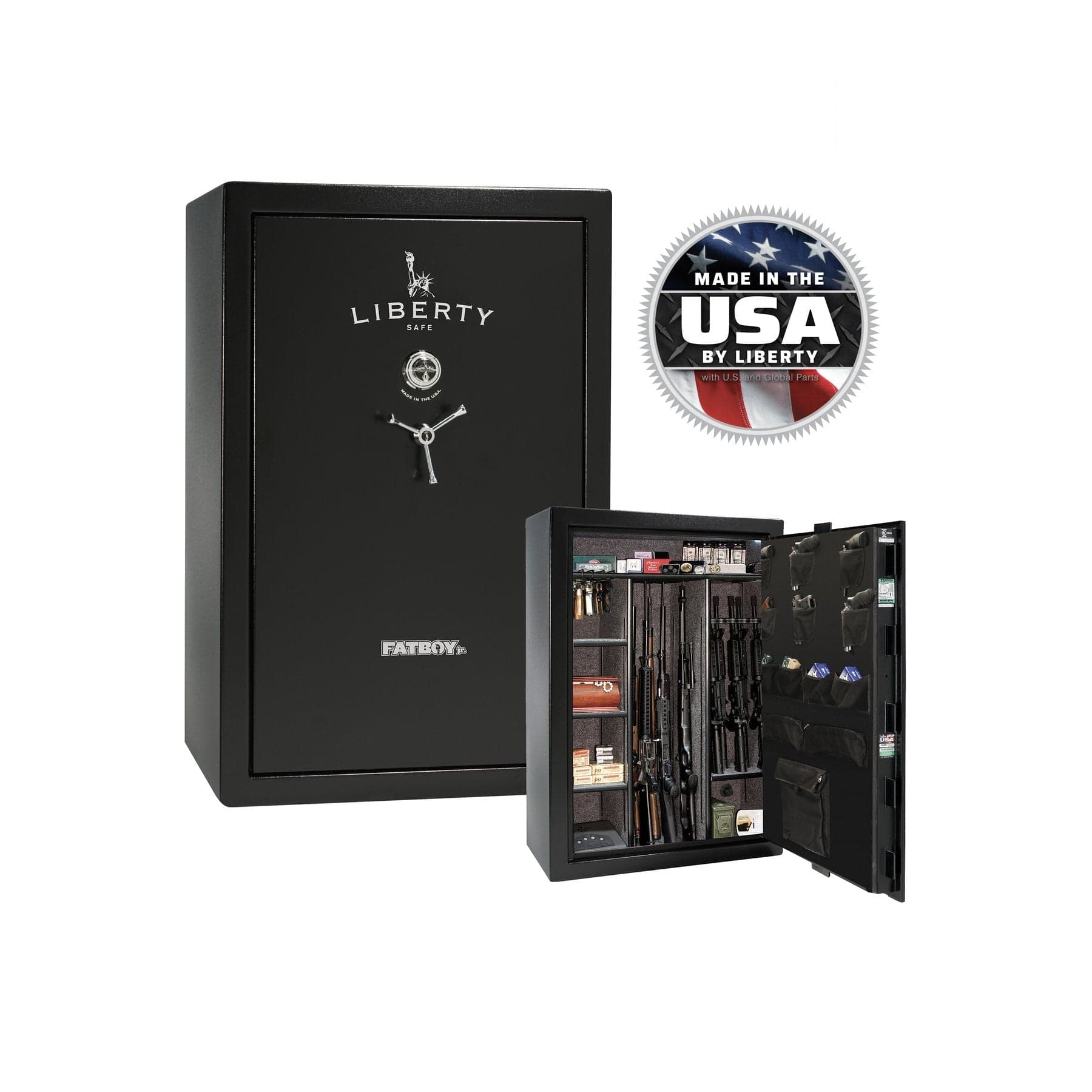 Liberty Fatboy Jr. Extreme Gun Safe – High - Capacity Firearm Security - Gun Safe - Textured Black / Chrome / Gray Fabric
