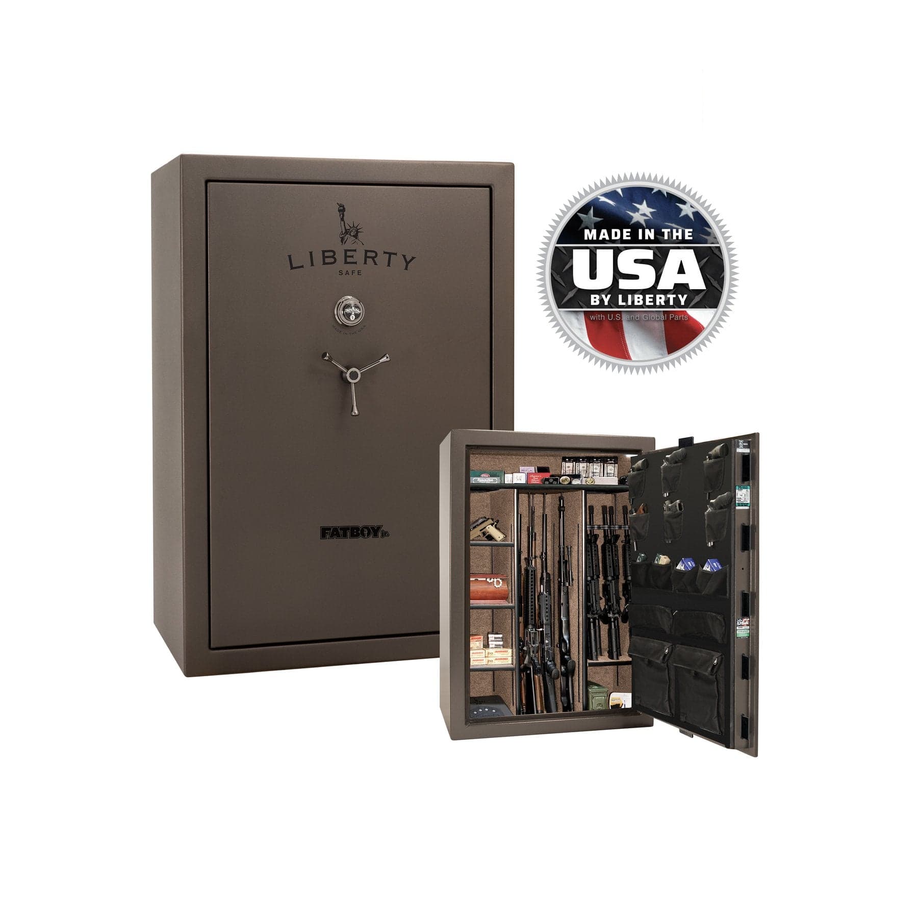 Liberty Fatboy Jr. Extreme Gun Safe – High - Capacity Firearm Security - Gun Safe - Textured Bronze / Black Chrome / Camel Fabric