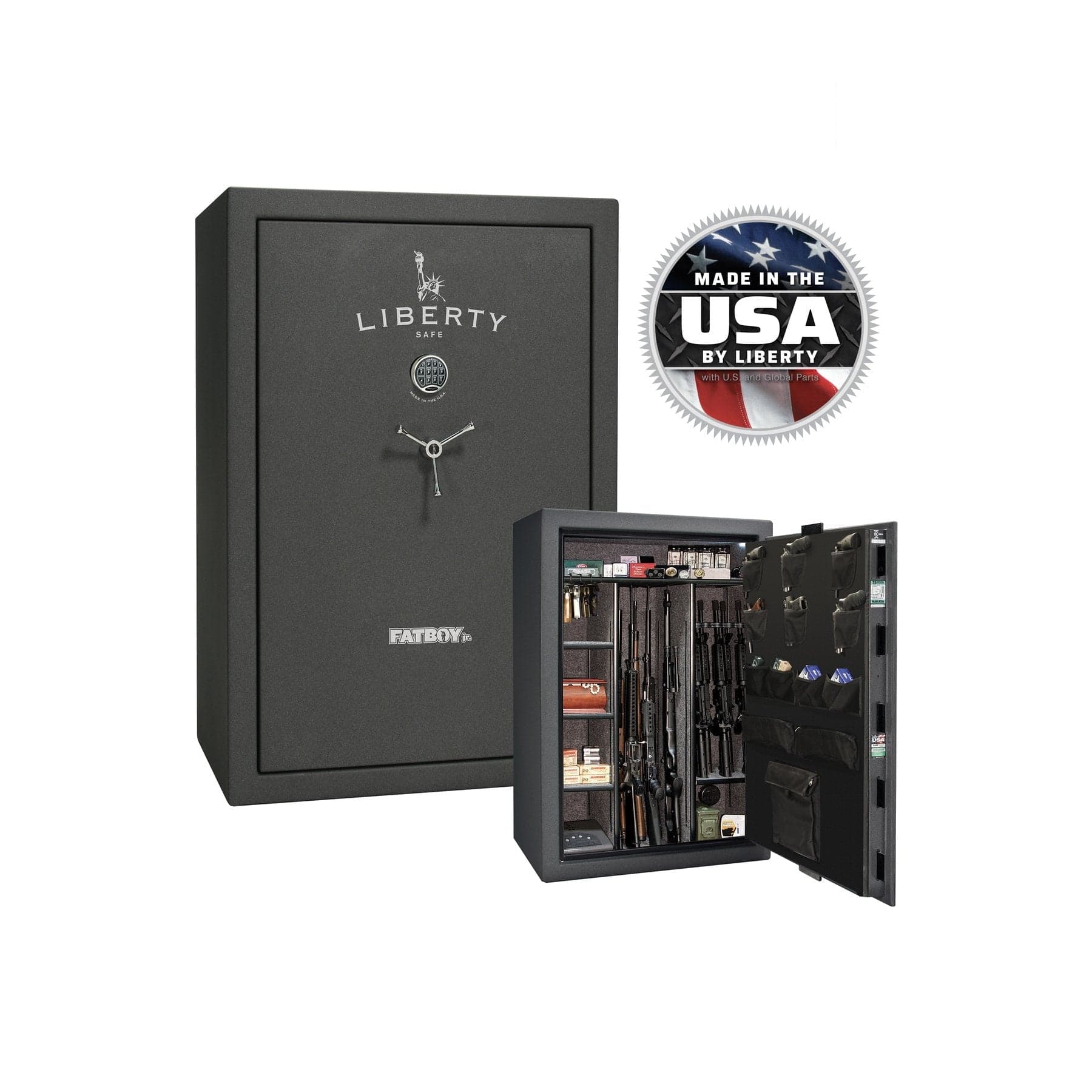 Liberty Fatboy Jr. Extreme Gun Safe – High - Capacity Firearm Security - Gun Safe - Textured Granite / Chrome / Gray Fabric