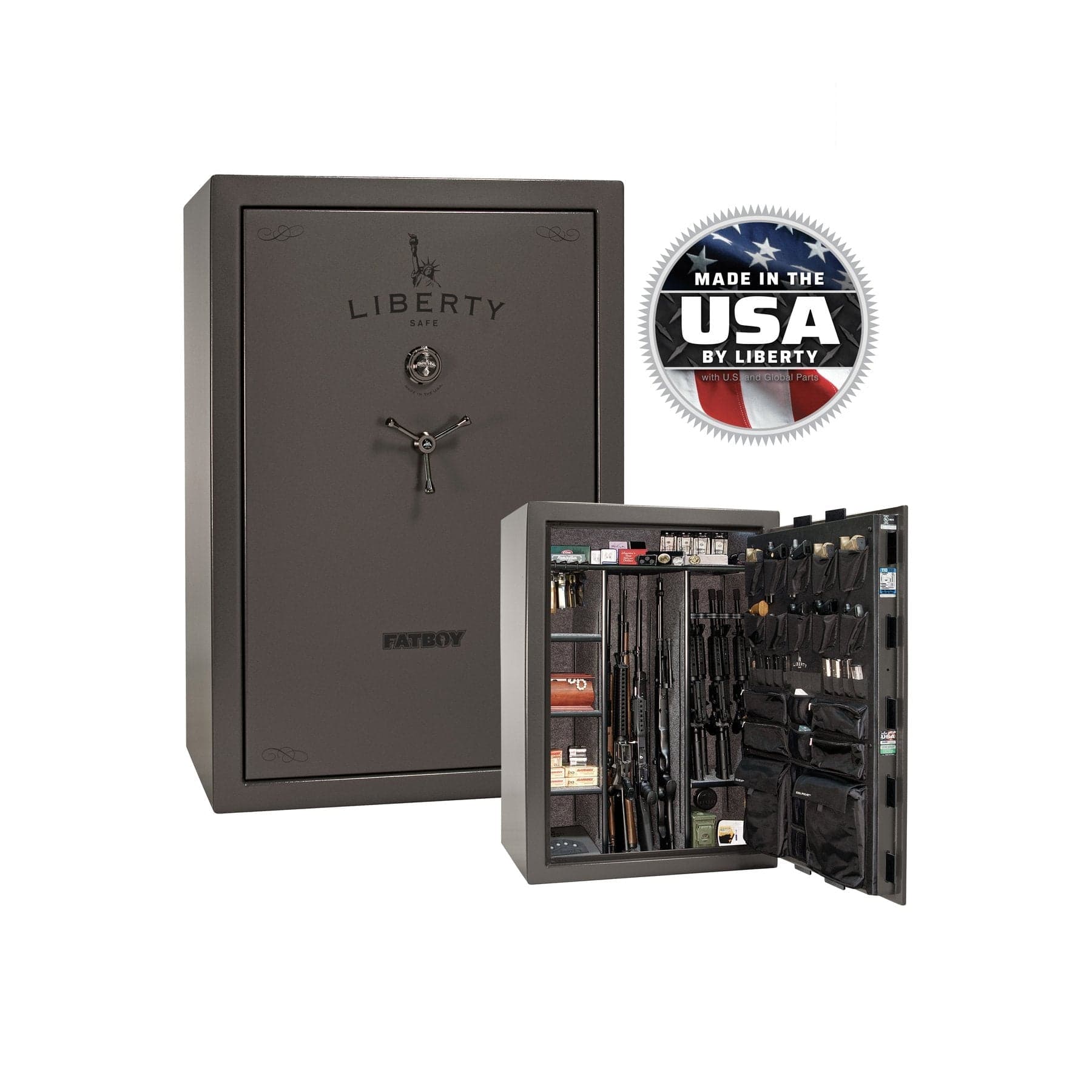 Liberty Fatboy – Maximum Firearm Security and Storage - Gun Safe - Marble Gray / Black Chrome / Gray Fabric
