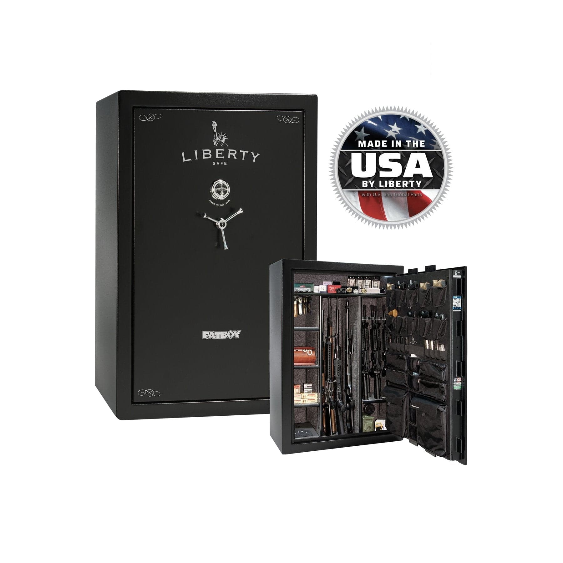 Liberty Fatboy – Maximum Firearm Security and Storage - Gun Safe - Textured Black / Chrome / Gray Fabric