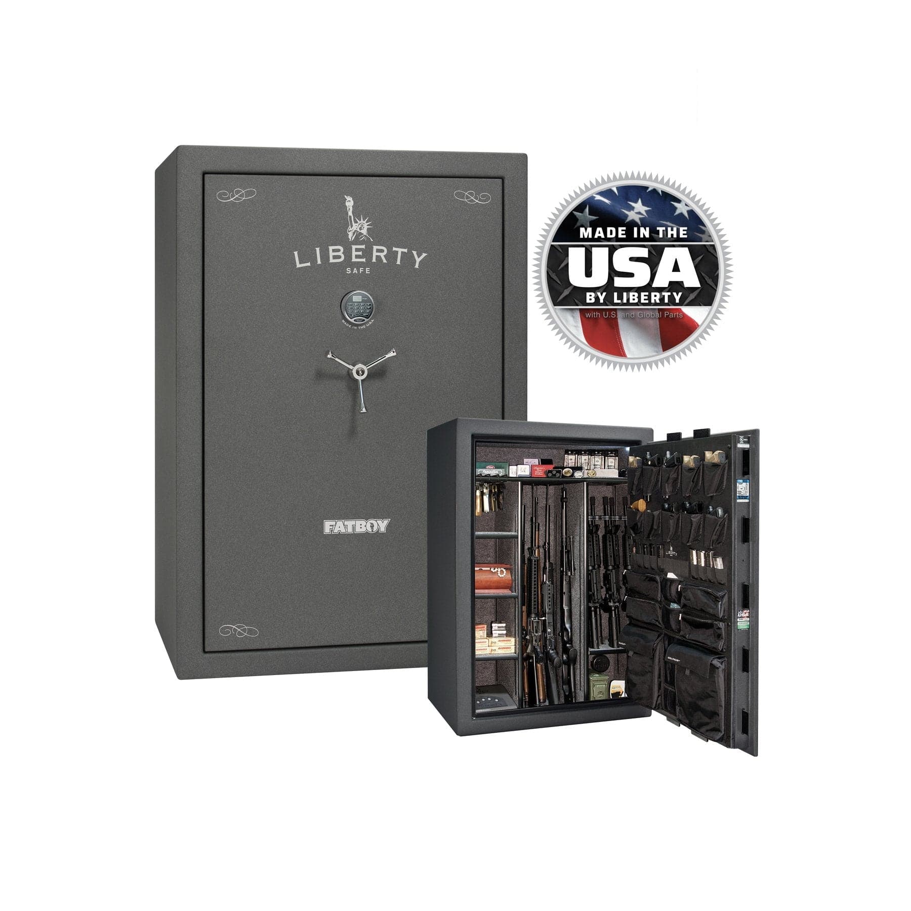 Liberty Fatboy – Maximum Firearm Security and Storage - Gun Safe - Textured Granite / Chrome / Gray Fabric