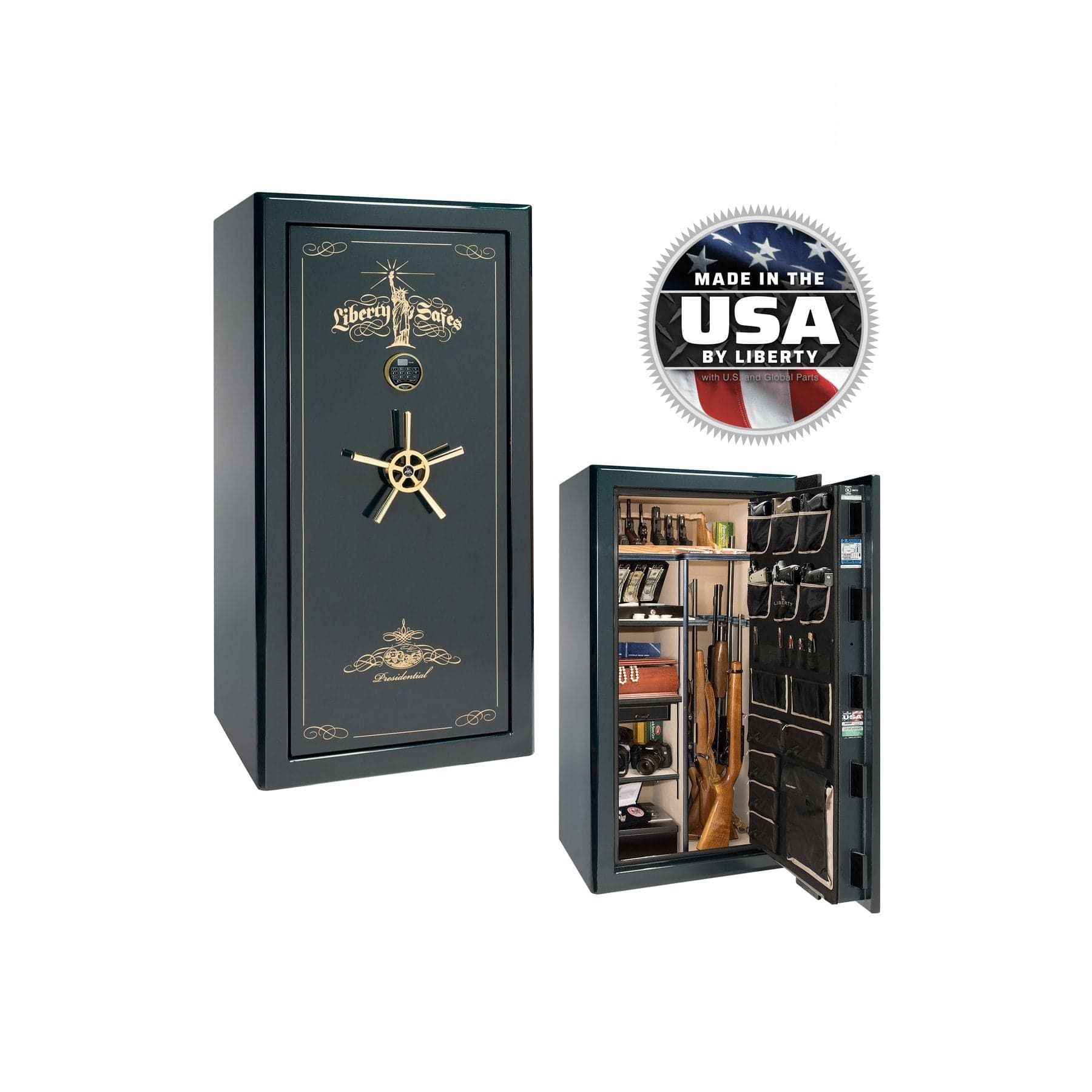 Liberty Presidential 25 Gun Safe – Elite Firearm Security and Storage - Gun Safe - Marble Gray / Black Chrome / Silver Velour