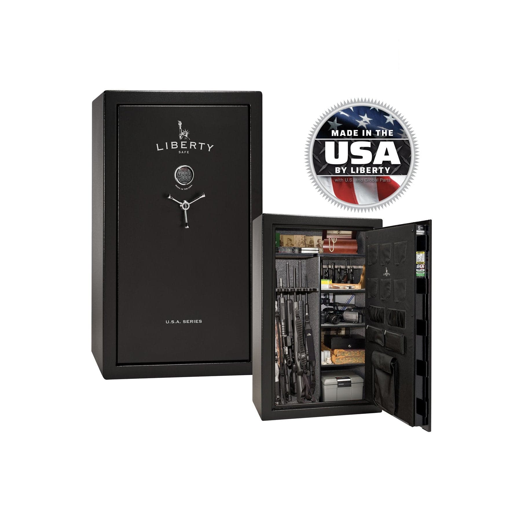 Liberty USA 36 Gun Safe – Advanced Firearm Protection - Gun Safe - Textured Black / Chrome / Gray Fabric
