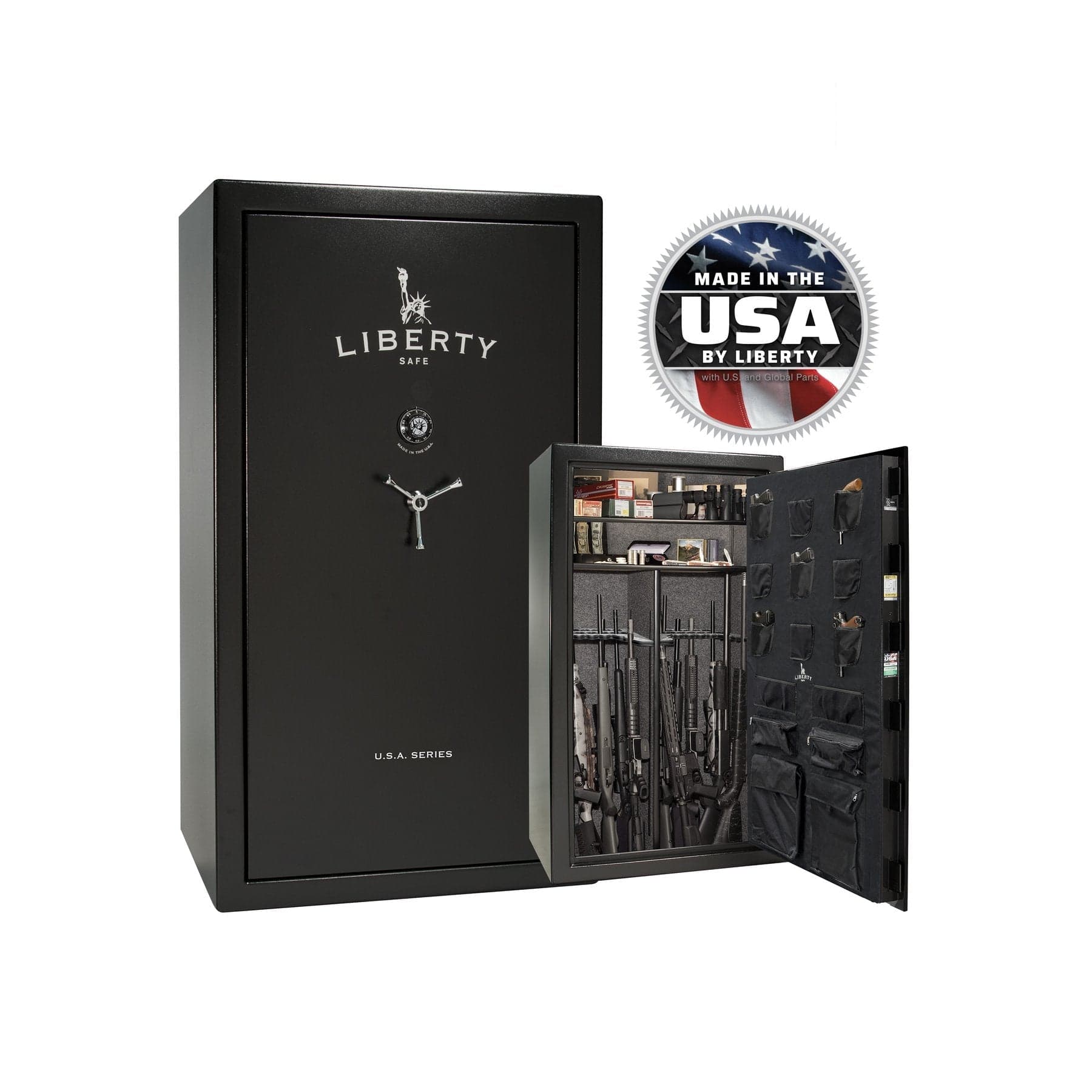 Liberty USA 50 Gun Safe – Maximum Firearm Storage and Protection - Gun Safe - Textured Black / Chrome / Gray Fabric