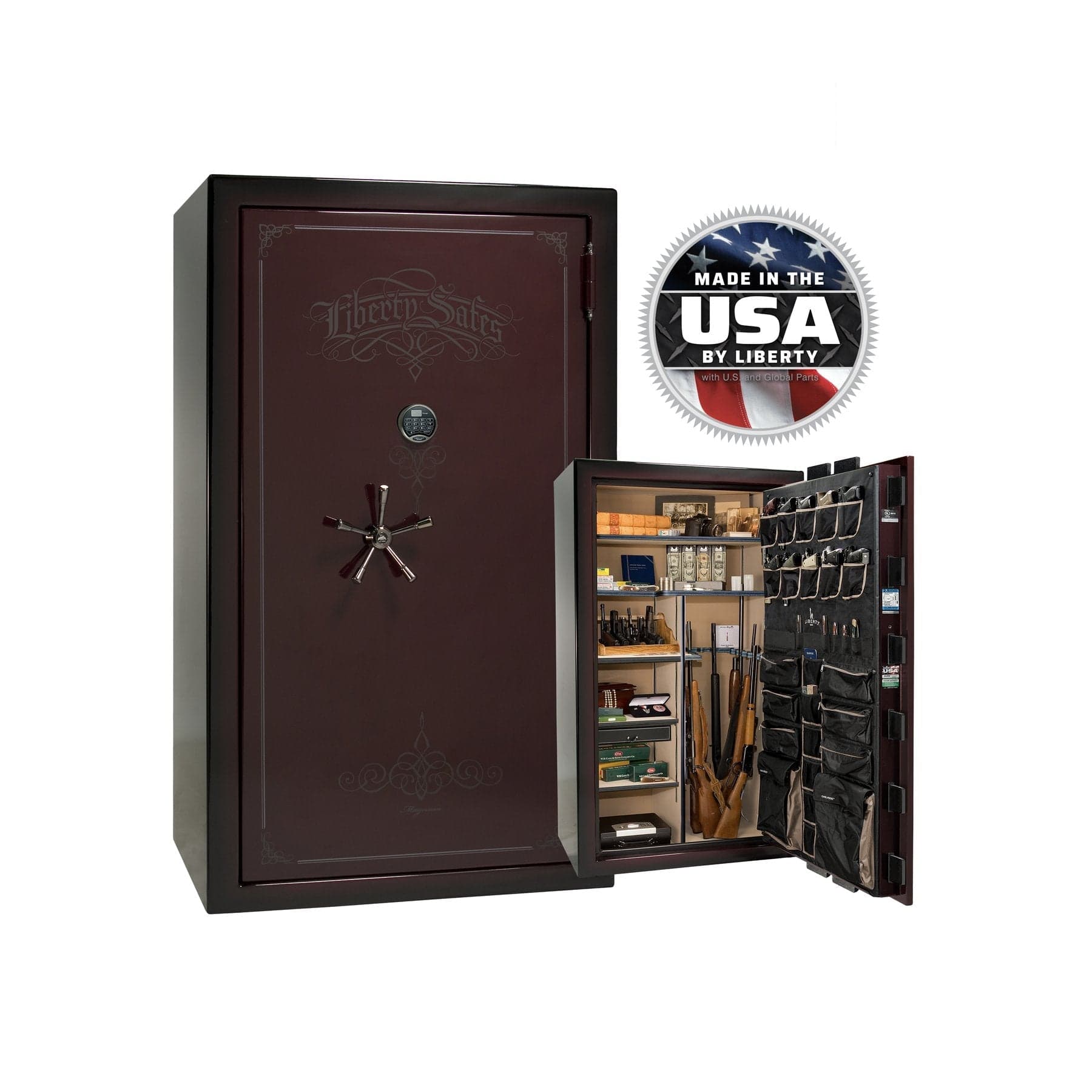 National Security Magnum NS50 Gun Safe - Gun Safe - Feathered Burgundy / Black Chrome / Beige Velour