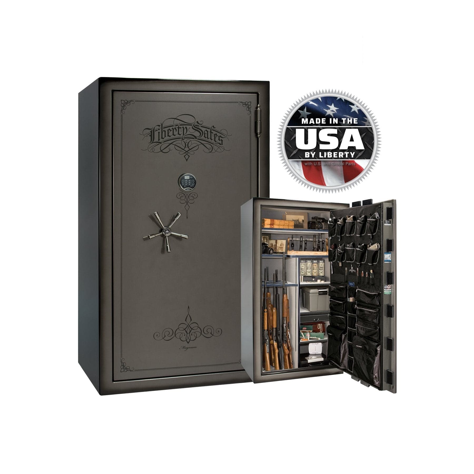 National Security Magnum NS50 Gun Safe - Gun Safe - Feathered Gray / Black Chrome / Silver Velour