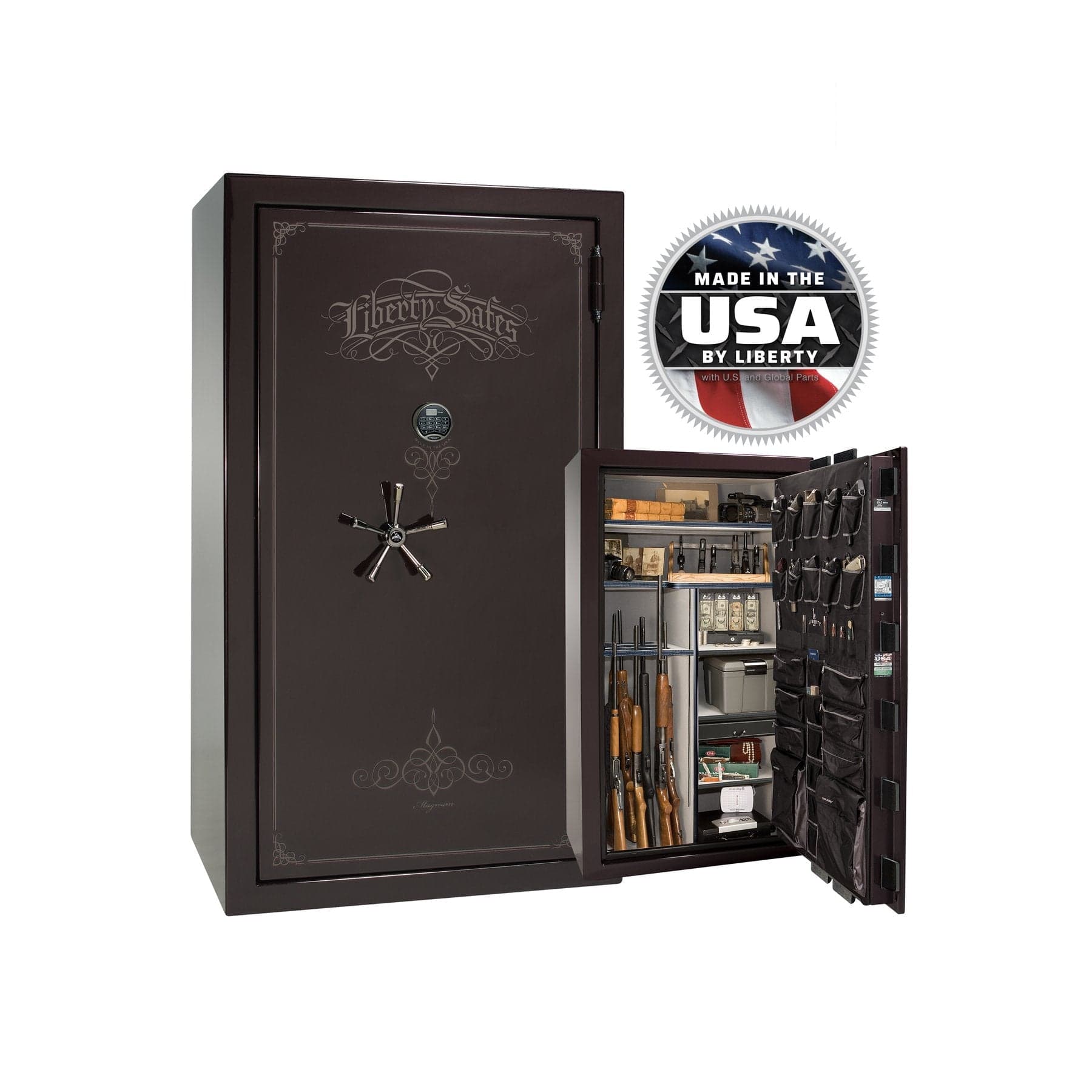 National Security Magnum NS50 Gun Safe - Gun Safe - Gloss Black Cherry / Black Chrome / Silver Velour