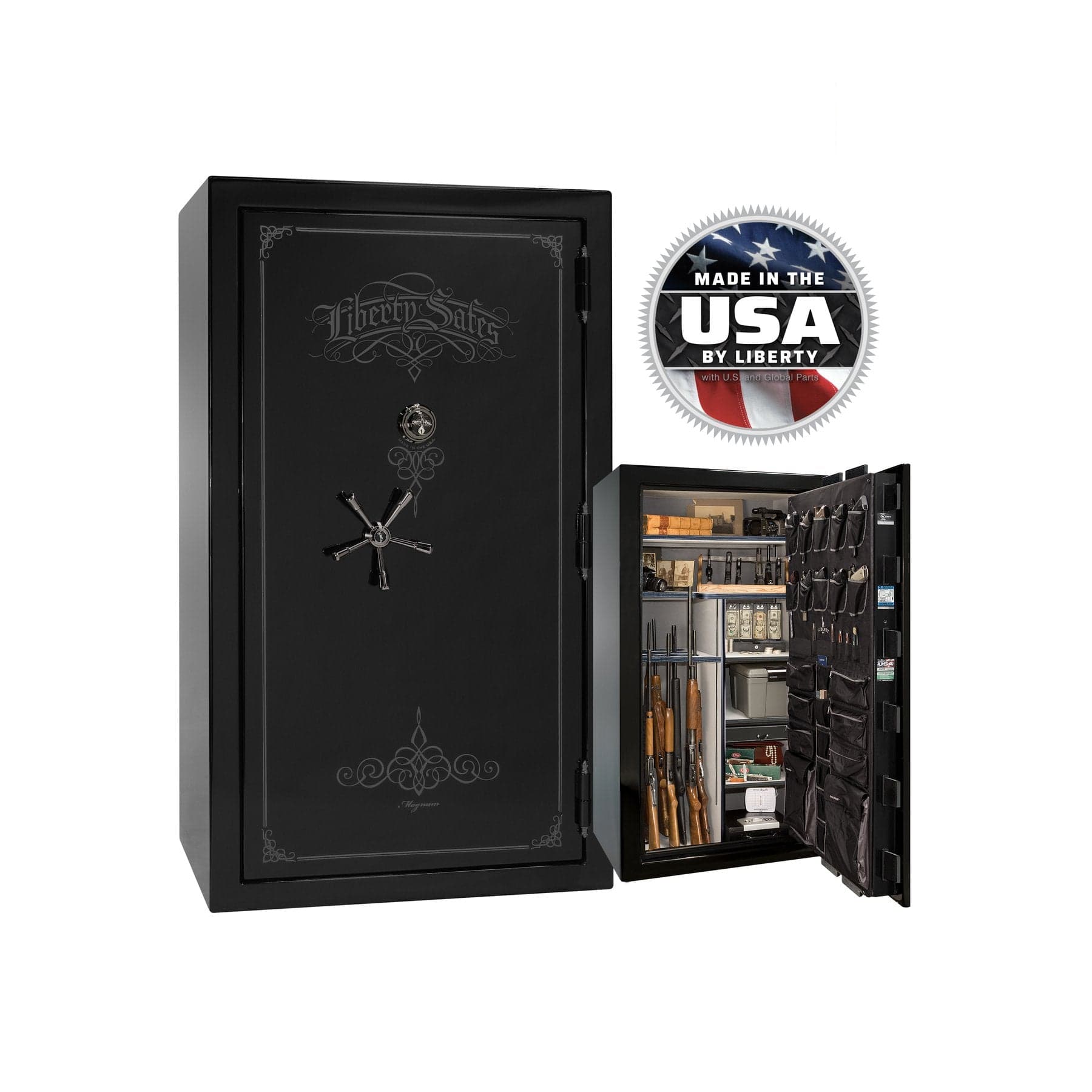 National Security Magnum NS50 Gun Safe - Gun Safe - Gloss Black / Black Chrome / Silver Velour