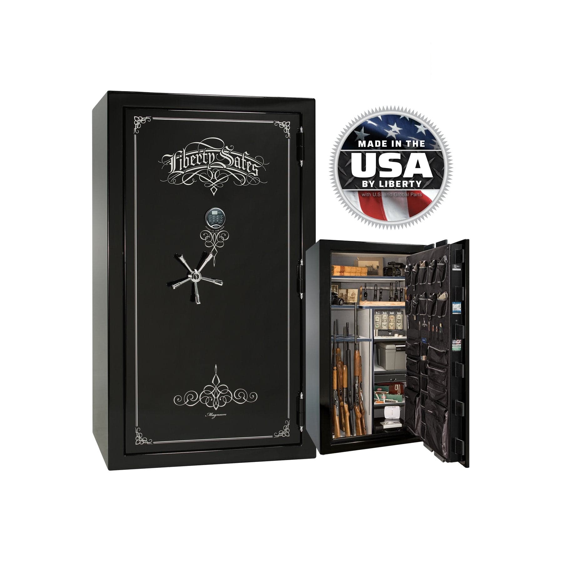 National Security Magnum NS50 Gun Safe - Gun Safe - Gloss Black / Chrome / Silver Velour