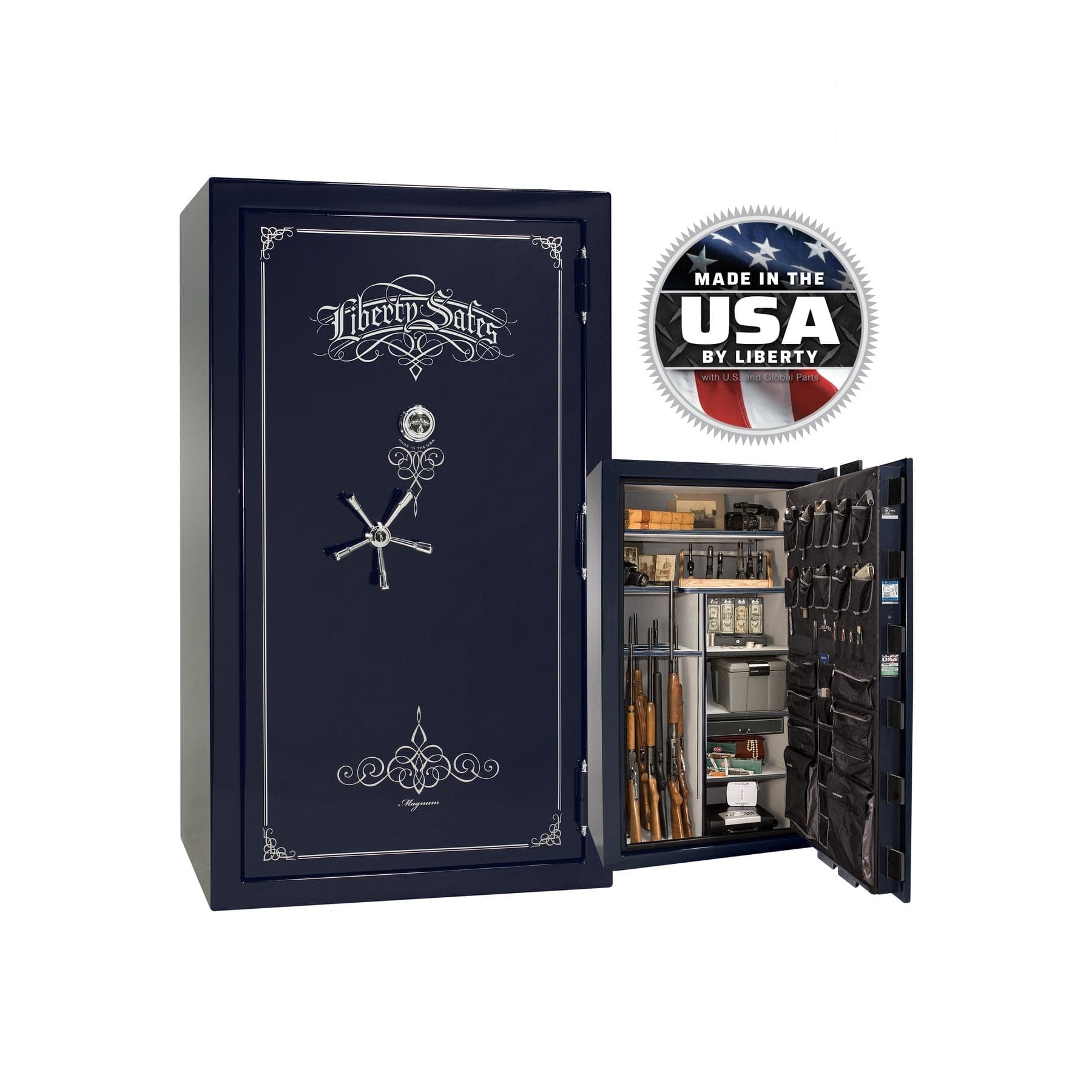 National Security Magnum NS50 Gun Safe - Gun Safe - Gloss Blue / Chrome / Silver Velour