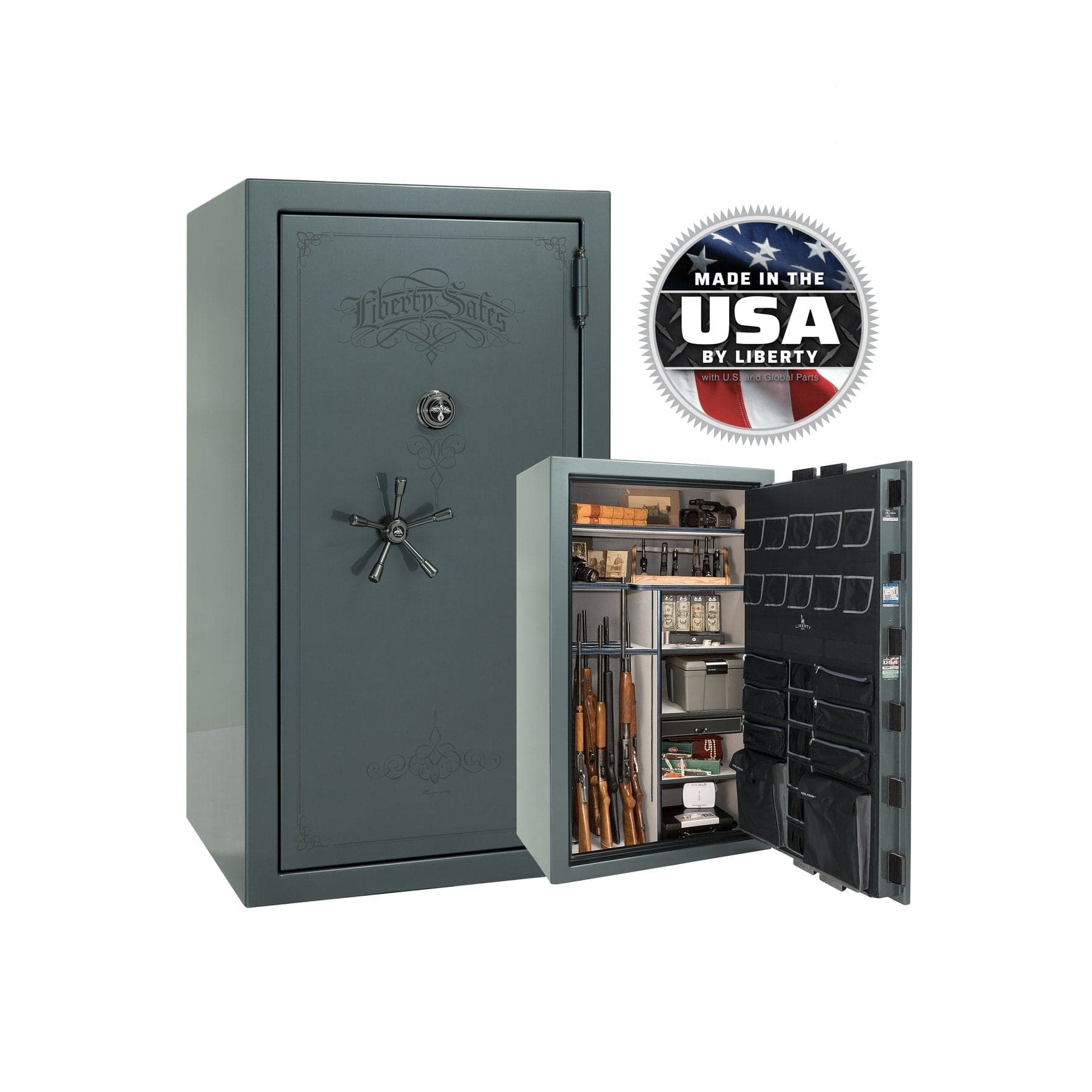 National Security Magnum NS50 Gun Safe - Gun Safe - Gloss Forest Mist / Black Chrome / Silver Velour