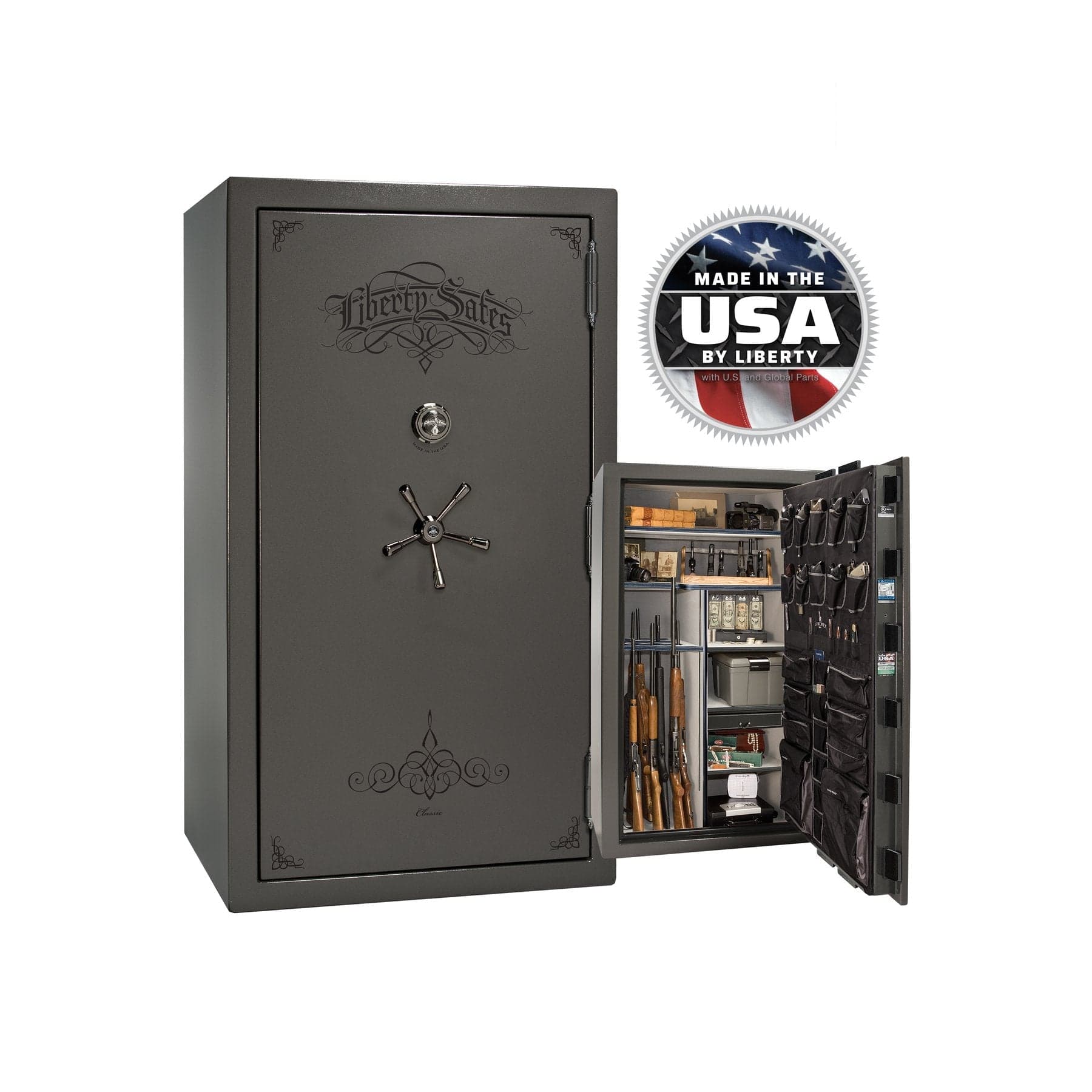 National Security Magnum NS50 Gun Safe - Gun Safe - Gloss Gray / Black Chrome / Silver Velour